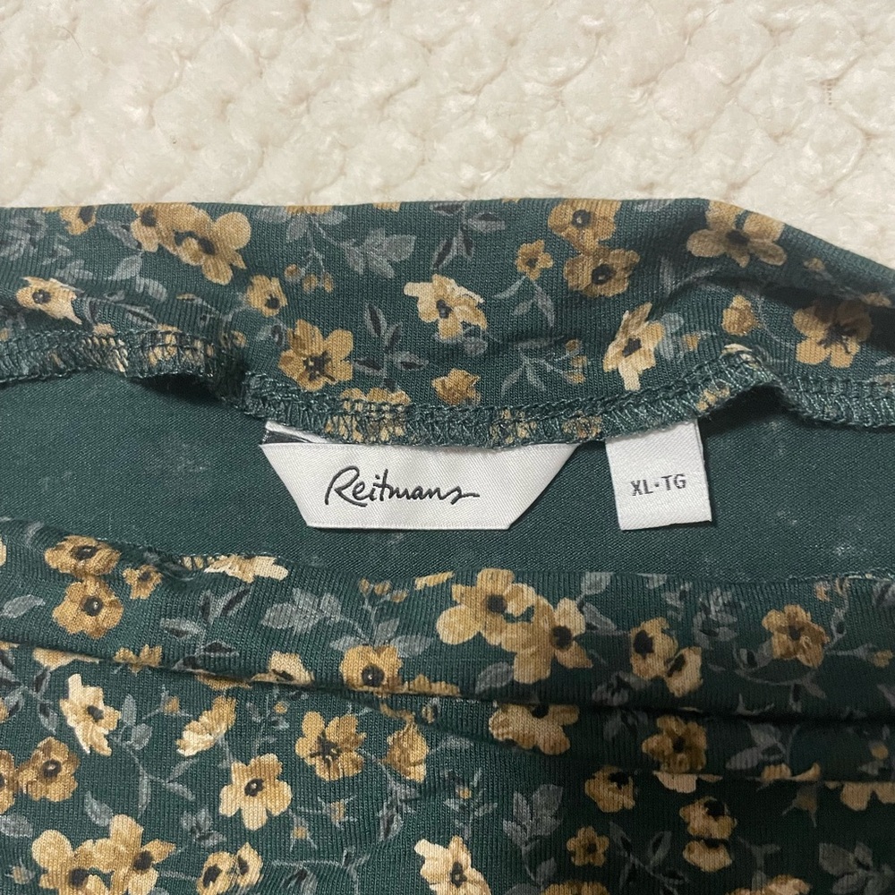Reitmans Floral Tank Top - Teal and Beige - Picture 2 of 2